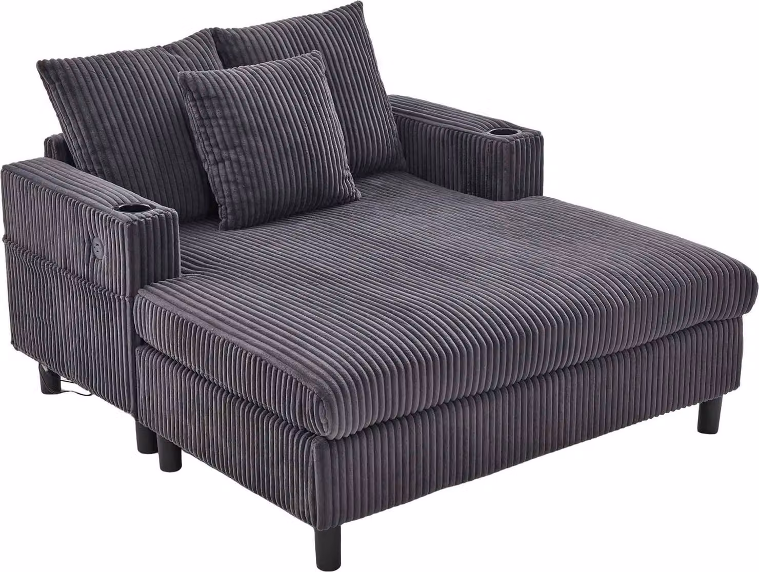 AIORBER Spaziosa chaise longue reclinabile con LED, USB, portabicchieri, rivestimento in velluto ed elevato comfort - ideale per il soggiorno e la camera da letto - Disponibile multicolore