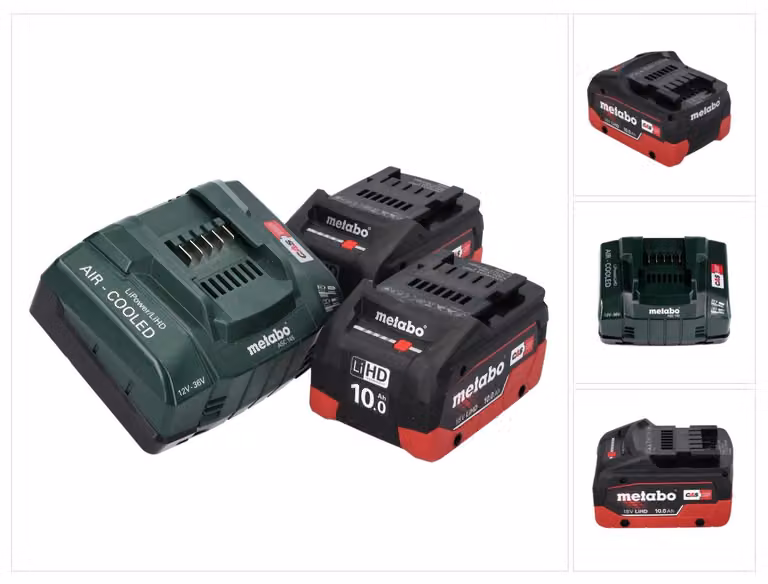 Set base Metabo 18 V 2x batteria ricaricabile 10,0 Ah LIHD + caricatore ASC 145 Sistema CAS