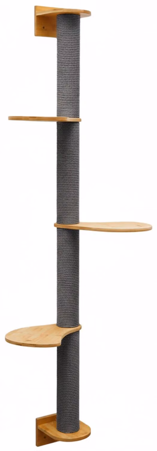 tiragraffi a muro da 175 cm con 3 piattaforme per gatti - tiragraffi in sisal per montaggio a muro
