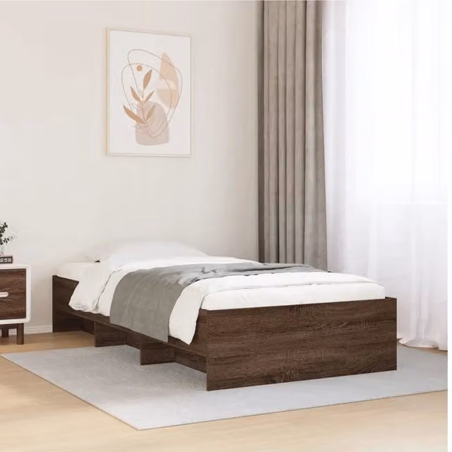 Letto con contenitore e doghe in legno vidaXL, Rovere Marrone, L/P/H: 190 x 90 x 35 cm
