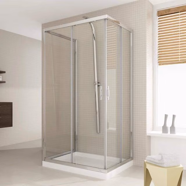 Box Doccia 3 Lati 70x80x70 cm 2 Ante Scorrevoli in Cristallo Trasparente 6mm H198 Fosterberg Odense Trio
