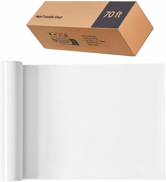 Vinile adesivo per trasferimento termico, dimensioni 304,8 x 213,36 mm, bianco lucido, ideale per scritte, facile da tagliare e lavorare, adesione duratura, adatto per t-shirt, cuscini, cappelli e altro, compatibile con plotter da taglio.