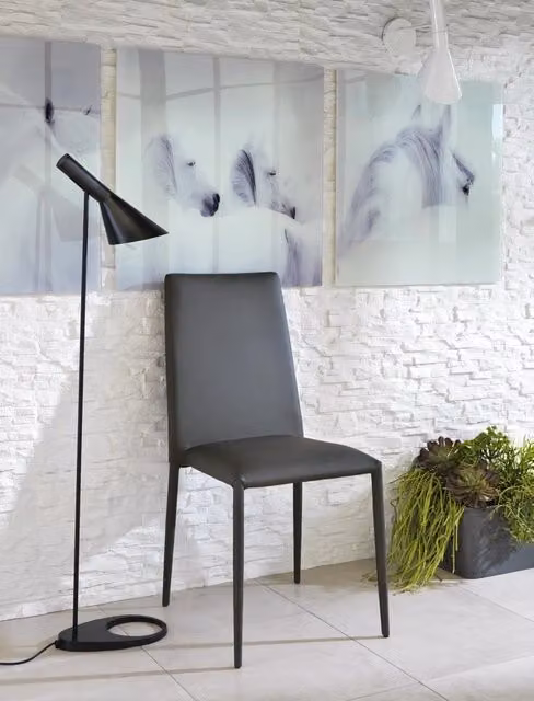 4x Sedia in similpelle grigio scuro 40x496h cm