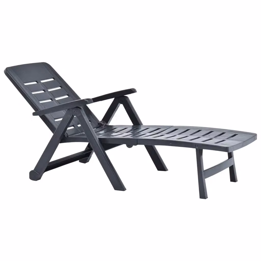 Lettino prendisole pieghevole vidaXL in plastica antracite con poggiatesta regolabile per giardino e terrazza L/P/H: 150 x 72 x 96 cm