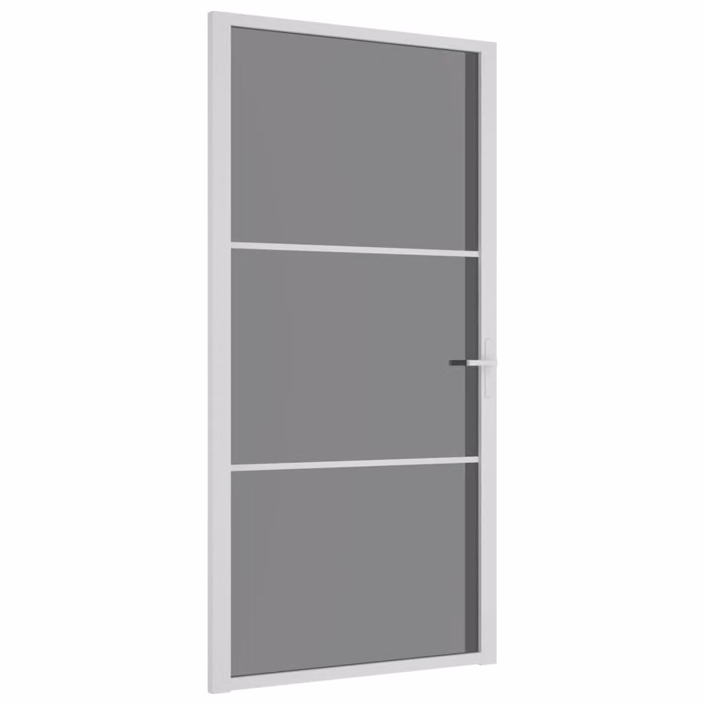 Porta Interna 102,5x201,5 cm Bianca in Vetro ESG e Alluminio