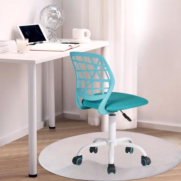 Sedia girevole per bambini, regolabile in altezza, con schienale perforato, dimensioni 38x39x85 cm, colore verde
