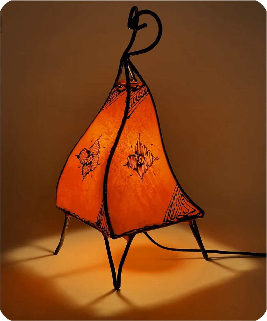 Lampada orientale Lampada all'henné Lampada in pelle marocchina Lampada da tavolo Lampada da terra Mellah Orient 35-38 cm, arancione