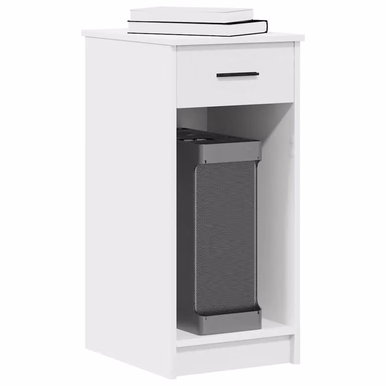 vidaXL Supporto a Torre per Computer con Cassetto Bianco L 35 cm, P 45 cm, H 77 cm