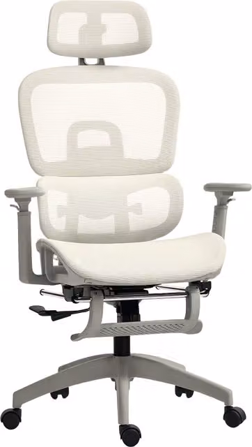 Sedia da ufficio ergonomica HOMCOM in rete beige con poggiatesta e braccioli reclinabile
