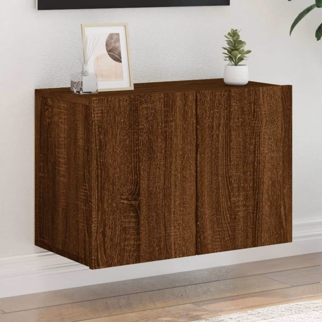 Mobile TV da parete vidaXL in legno Rovere Marrone L: 60 cm, P: 30 cm, H: 41 cm