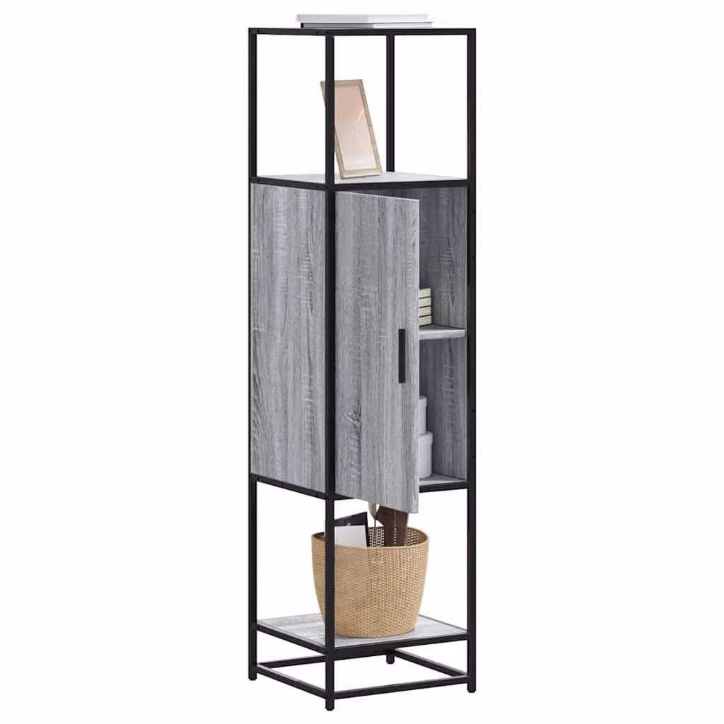 Credenza a parete vidaXL in stile industriale in legno e metallo grigio, L/P/H: 35,5 x 35,0 x 139,0 cm