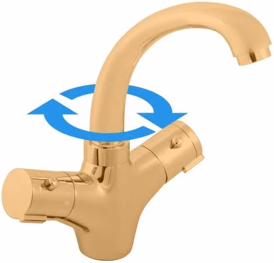 Miscelatore termostatico per lavabo in ottone oro rosa lucido