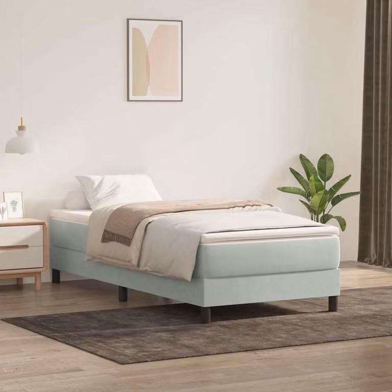 Maison Exclusive - Giroletto a Molle con Materasso Grigio Chiaro 80x220 cm Velluto