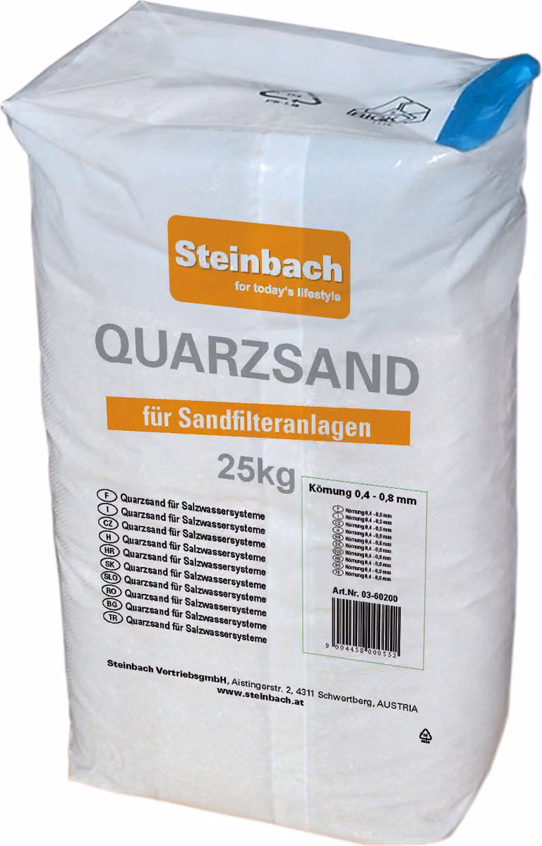 Steinbach 40020 Sabbia filtrante al quarzo granulometria 0,4 - 0,8 mm, 25 kg