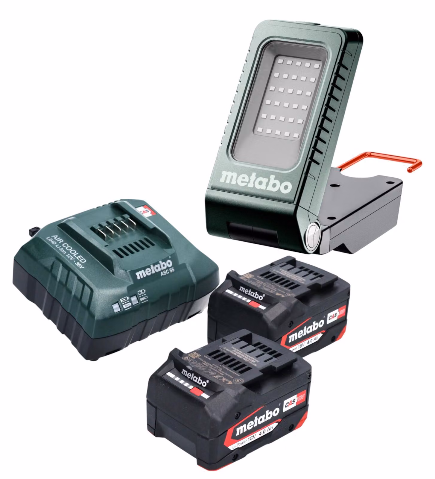 Metabo BSA 18-1000 Faro da cantiere a batteria 18 V 1000 lm + 2x batteria ricaricabile 4,0 Ah + caricatore