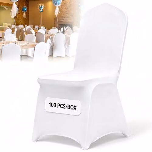 Set di 100 coprisedia VEVOR in spandex bianco con schienale, modello universale per sedie da pranzo, in poliestere ed elastan lavabile
