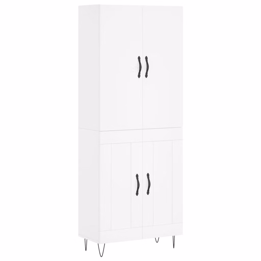 Credenza Bianca 69,5x34x180 cm in Legno Multistrato