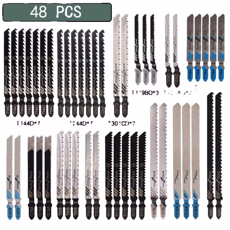 Lame per seghetto alternativo, materiale HCS, set da 48 pezzi, 48 pezzi