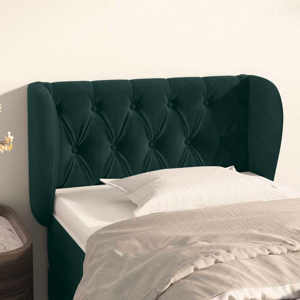 Testiera ad orecchio vidaXL in velluto verde scuro L: 83 cm, P: 23 cm, H: 78-88 cm