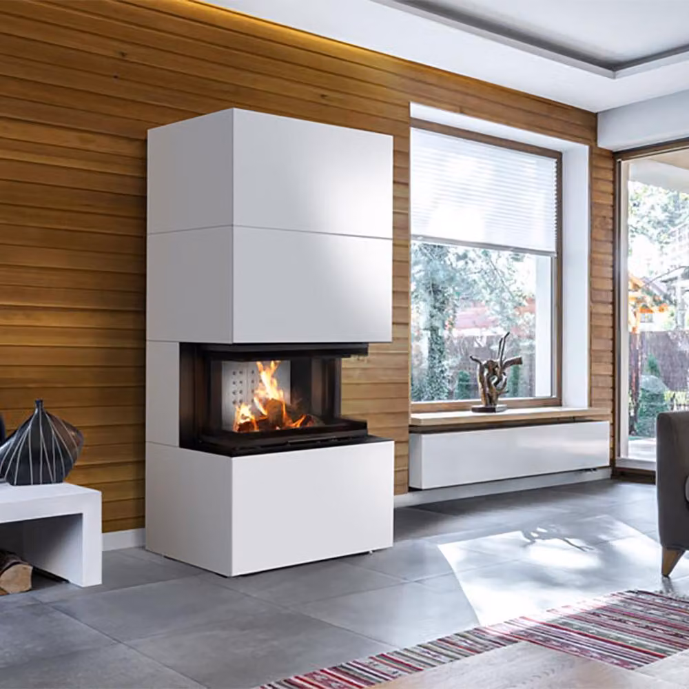 Caminetto modulare KRATKI NBC/Easy Box 7 KW Ø 160 Cassa in acciaio Bianco