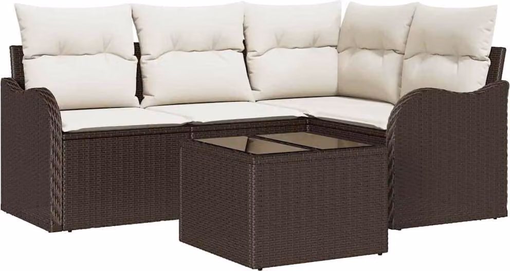 Set Divano da Giardino 5 pcs Grigio polyrattan