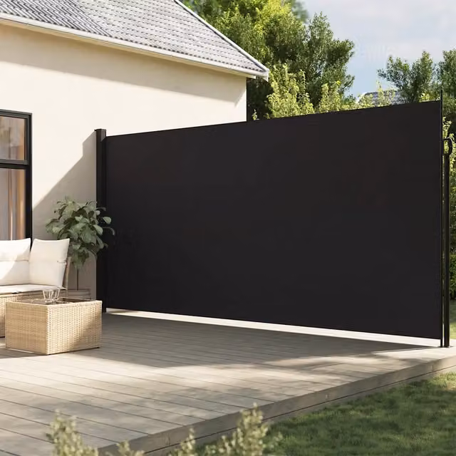 Tenda da Sole Laterale Retrattile-Tenda parasole per balcone per giardino Nera 220x500 cm