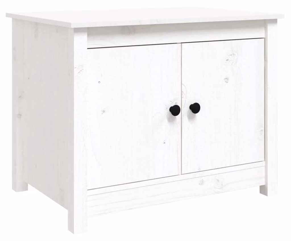 Tavolino da salotto bianco in legno massello di pino