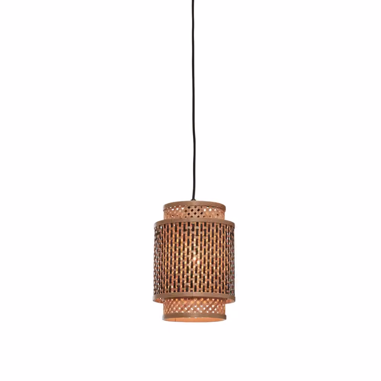 GOOD&MOJO - Lampada a sospensione Bhutan - Bambù/Nero - Ø18x25cm Lampada a sospensione - Lampada da tavolo - Lampada da soggiorno - Lampada da camera da letto - Soggiorno