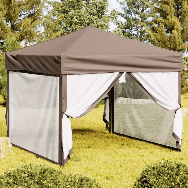 Maison Exclusive - Tenda da festa pieghevole con pareti laterali, color taupe, 3x3 metri