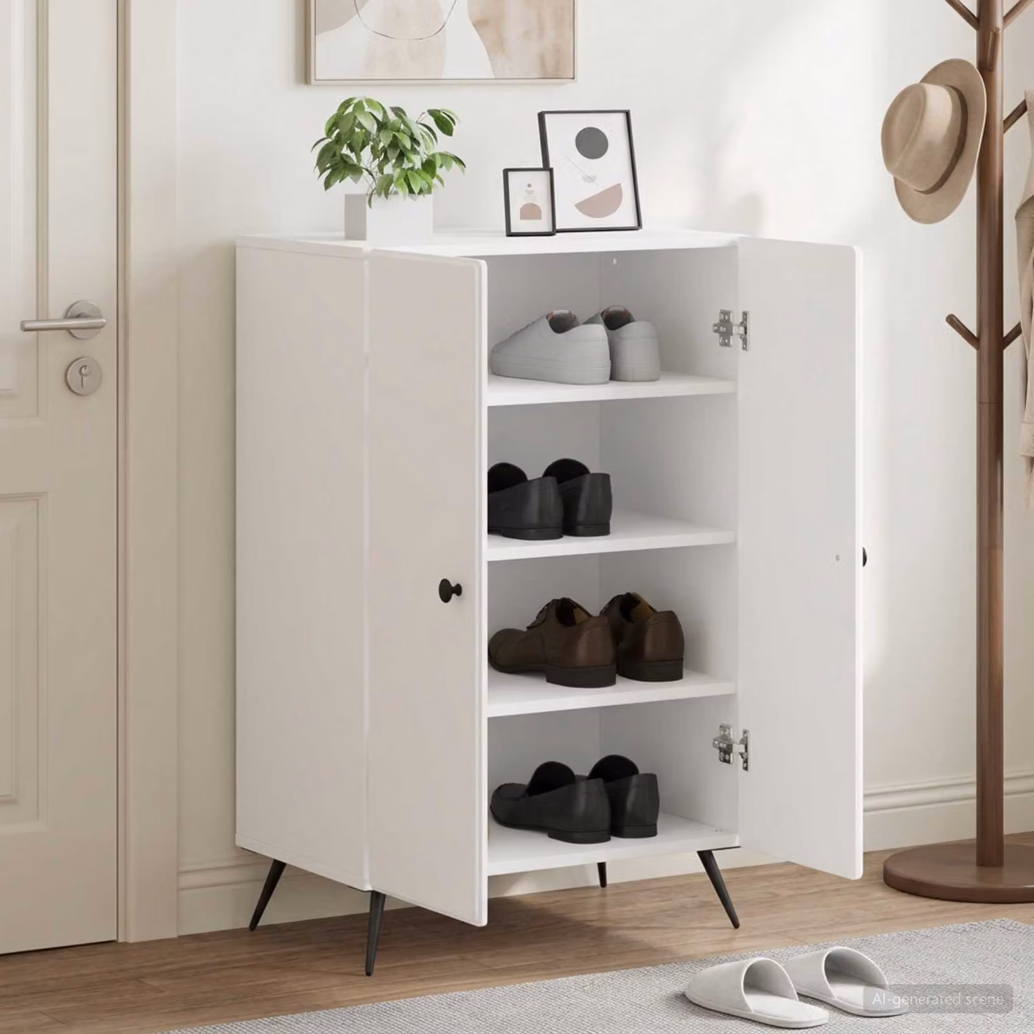 Mobile porta scarpe vidaXL BREDA Bianco L: 59,5 cm, P: 39,5 cm, H: 90 cm