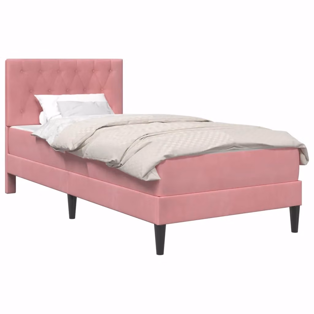 Struttura letto con materasso vidaXL in velluto rosa L/P/H: 202 x 100 x 96 cm – 2