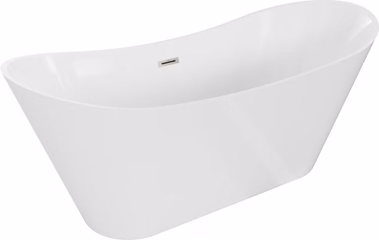 Mexen Celia vasca da bagno freestanding 170 x 75 cm, bianca, troppo pieno nichel spazzolato - 52331707500-97