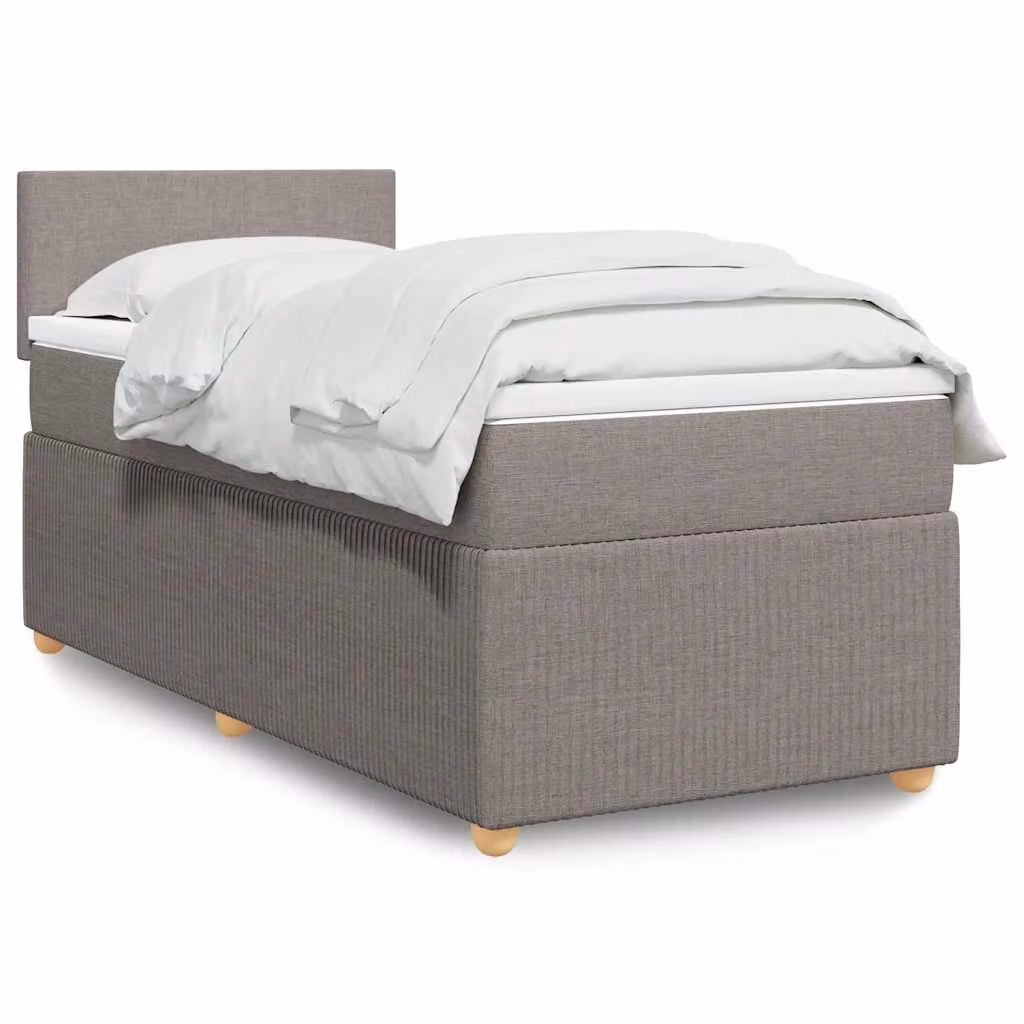 vidaXL Giroletto a Molle Ibrido con Materasso in Tessuto, Colore Tortora, L/P/H: 90 x 190 cm