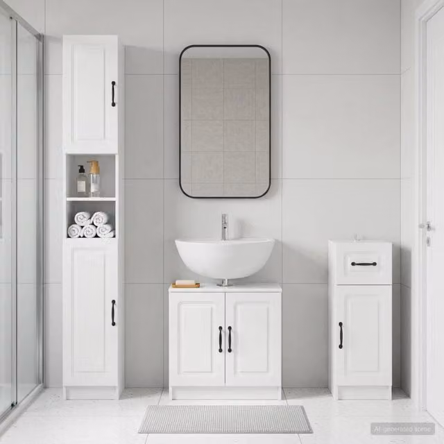 Set di armadietti da bagno in 3 pezzi UTRECHT Bianco Lucido 3417895