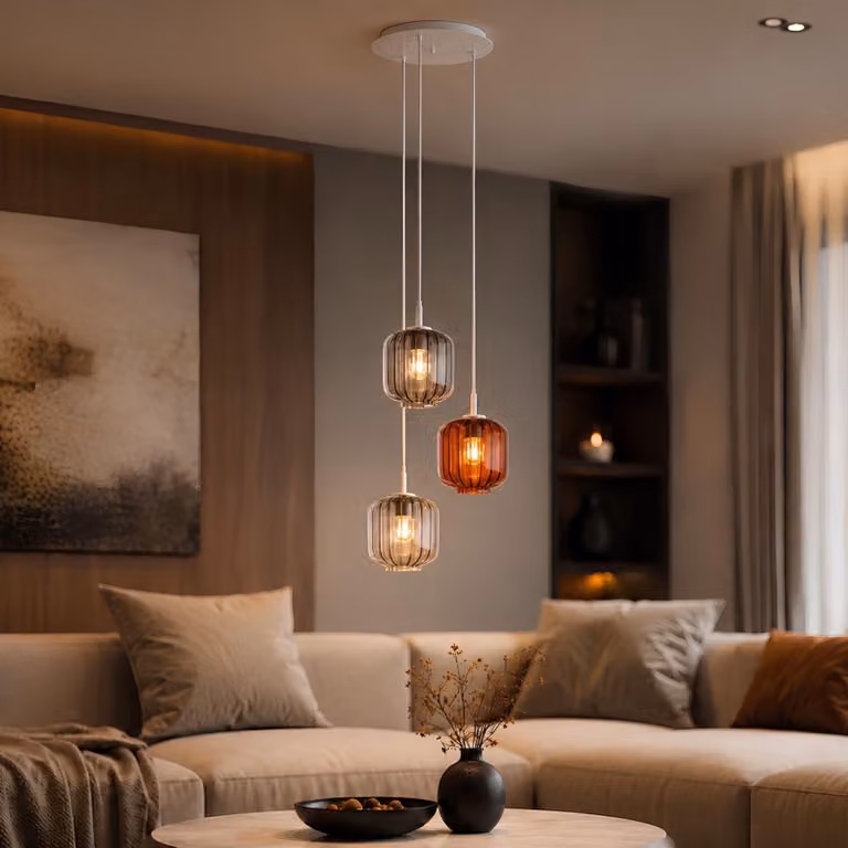 s.luce Velo gallery light 3 luci Ø 40cm Baldacchino, Ø 20cm Marrone 3 luci Cilindrico, Rotondo, Oblungo