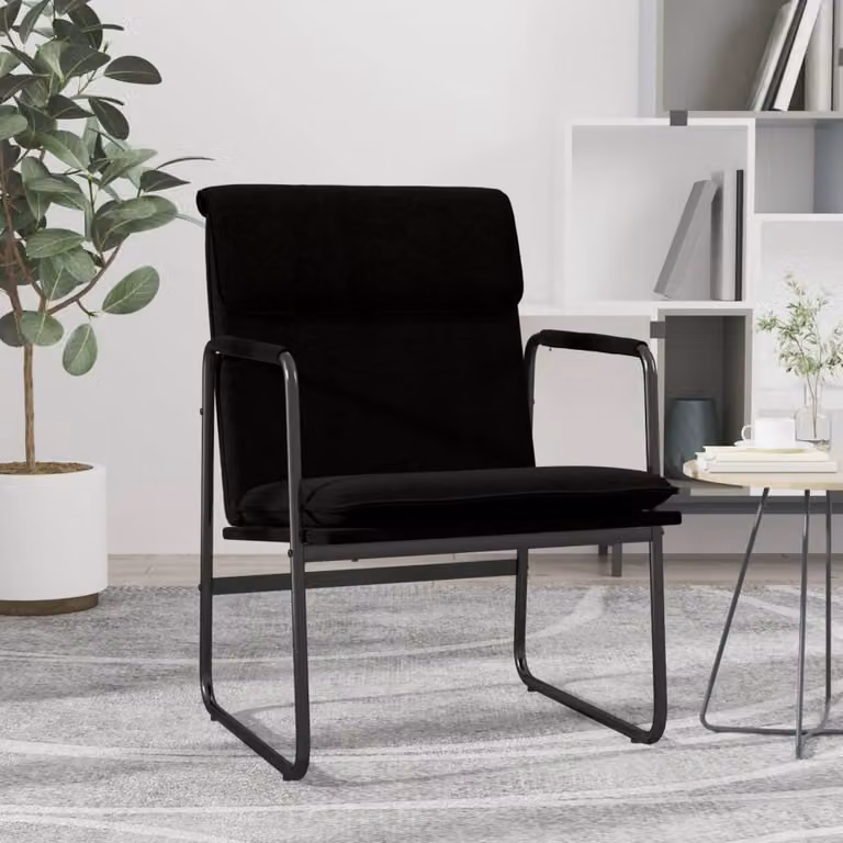 The Living Store Sedia lounge nera 55x64x80 cm in tessuto