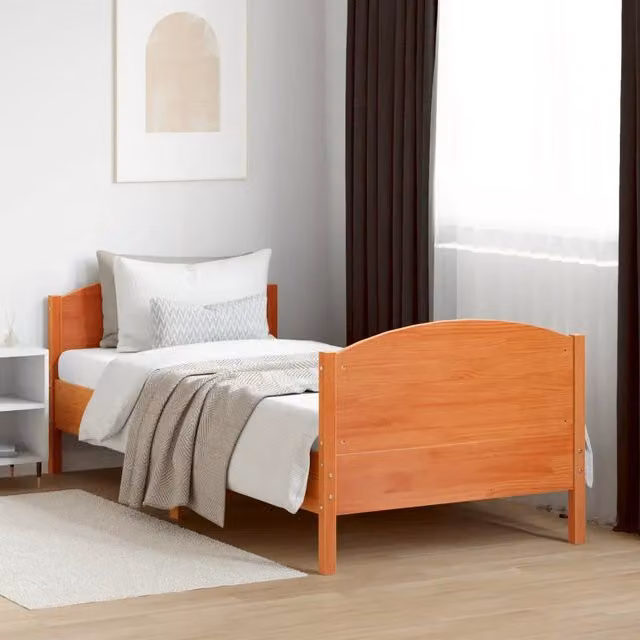 Letto in legno di pino Marrone Cera vidaXL senza materasso L 90 x P 200 cm