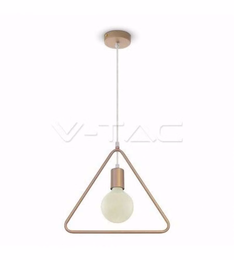 Lampadario LED Triangolare in Metallo con Portalampada E27 (Max 60W) Colore Oro Champagne