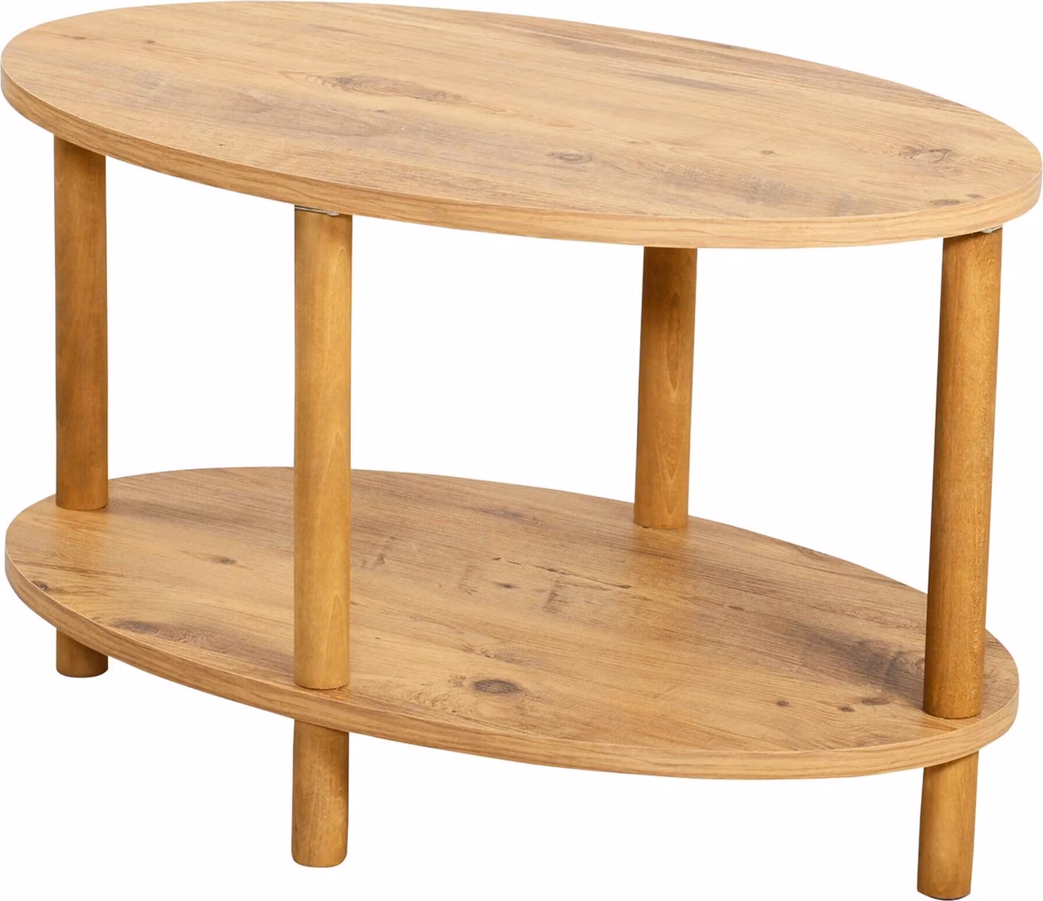 In And OutdoorMatch Tavolino Helmer - Ovale - 43x70x44 cm - Colori del legno - Truciolare e legno di faggio - Design moderno