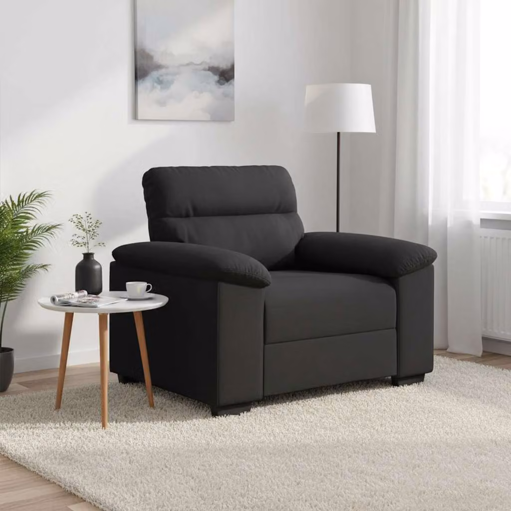 Poltrona relax moderna vidaXL in tessuto nero con braccioli L/P/H: 100 x 81 x 84 cm
