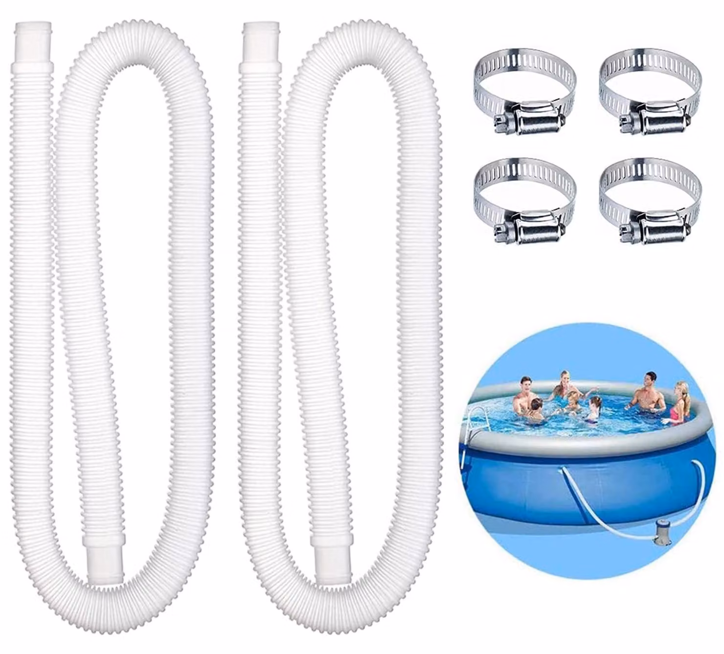 Solidchoice - Tubi per piscine da 32 mm, resistenti e durevoli, con morsetti inclusi