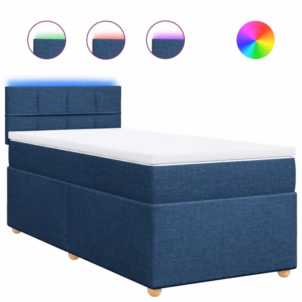 Letto a molle con materasso vidaXL blu e bianco L 200 x P 90 cm – 2