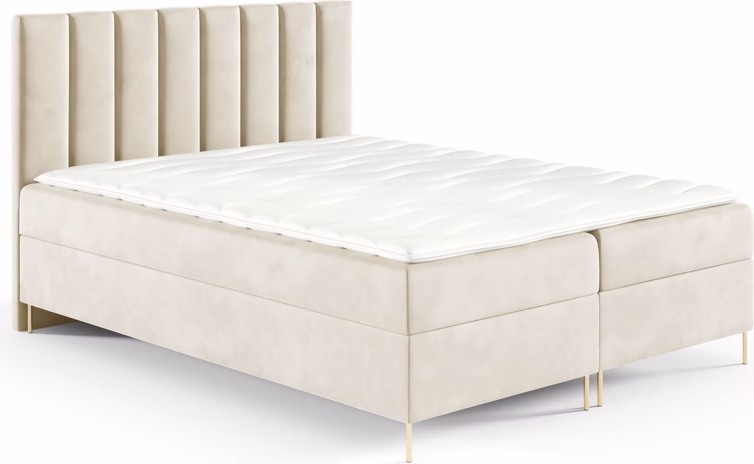 GUTTO Box Spring letto NADIA 120 x 200cm 2x Storage box TOPPER 5cm Loose green velour Gambe alte dorate