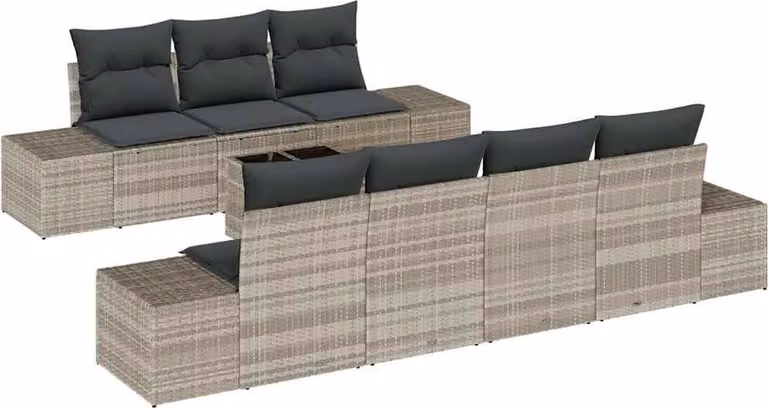 Set Divano da Giardino 8 pcs Grigio chiaro polyrattan