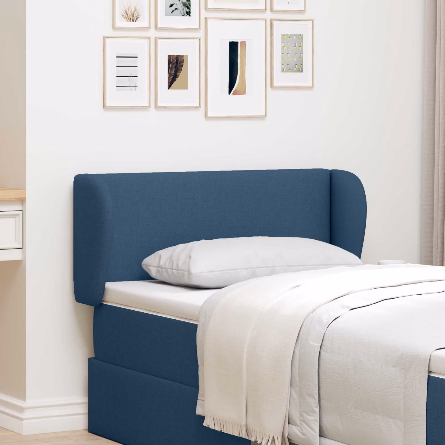 Testata del letto con orecchie vidaXL in tessuto blu moderno L: 105 cm, H: 40 cm, P: 23 cm