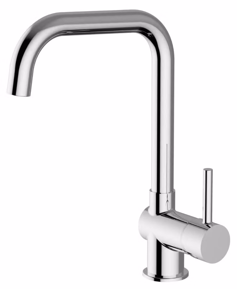Schläfer 35504010 | Miscelatore Lavello Cucina con Bocca Alta a Squadra, Girevole 360°, Rubinetto Cucina Professionale Orientabile, Miscelatore Leva Laterale Serie Stilo Cromo in Ottone