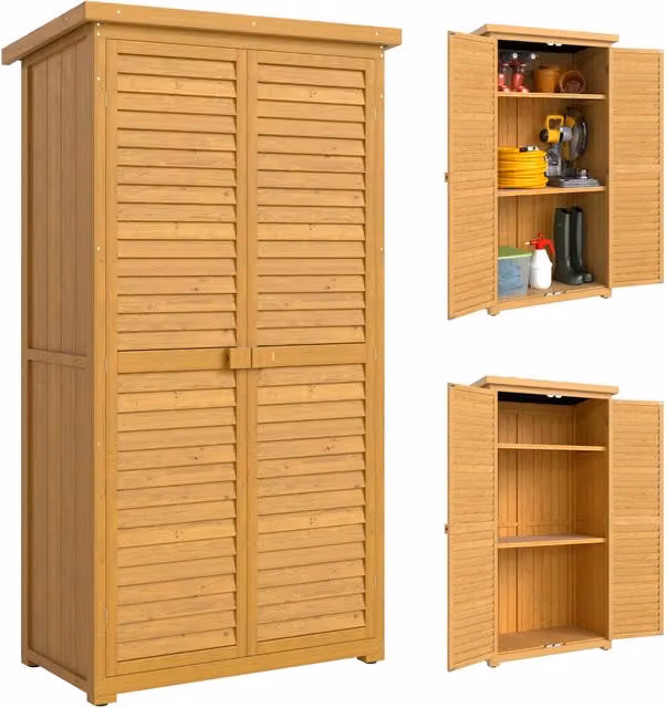Armadio Giardino Esterno Legno Impermeabile 3 Ripiani ¨C Xylo ¨C Marrone 87x46x160