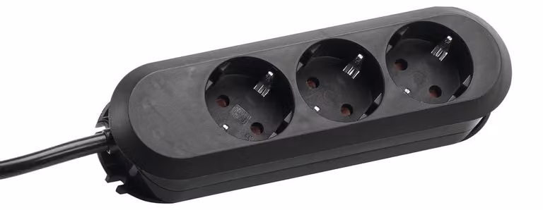 BACHMANN SMART Steckdosenleiste 3x Schutzkontakt, geschraubt, schwarz, 5 m