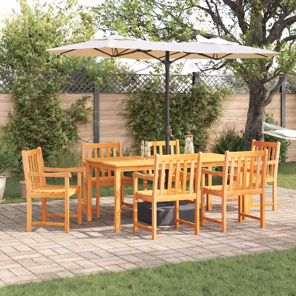 Set da pranzo per giardino e terrazza vidaXL in legno di acacia marrone, 7 pezzi – 1