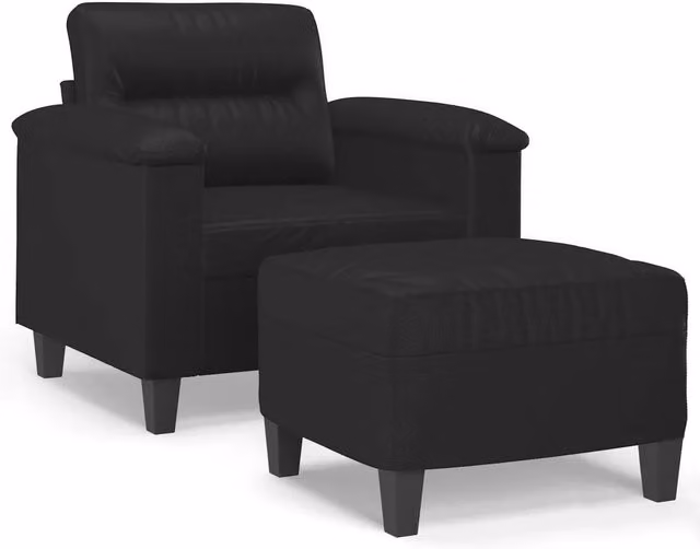 Poltrona | Sedia Relax con Poggiapiedi Nero 60 cm in Similpelle